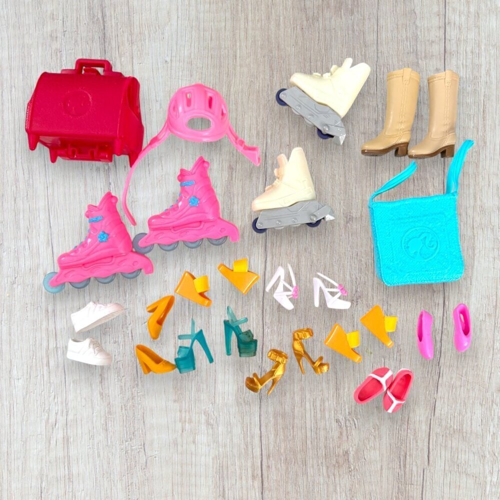 Barbie Shoes Accessories Lot Bags Roller Skates Boots Heels Fashion Doll Mix